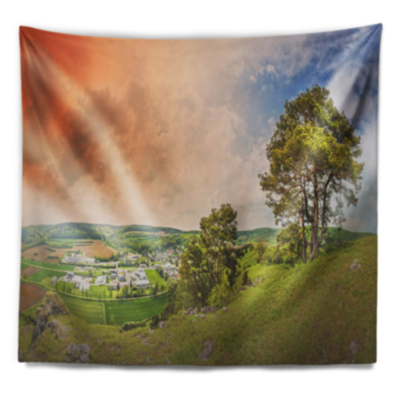Paysage montagnes en allemagne tapisserie panorama, H 78 po x l 92 po