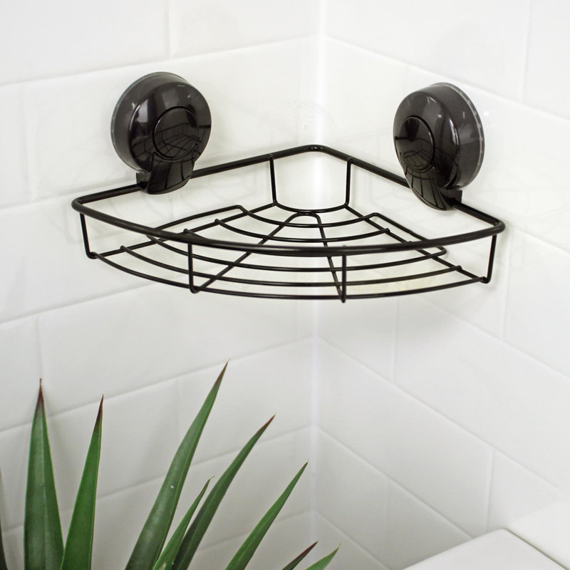 Abhinav Suction Shower Basket, Black