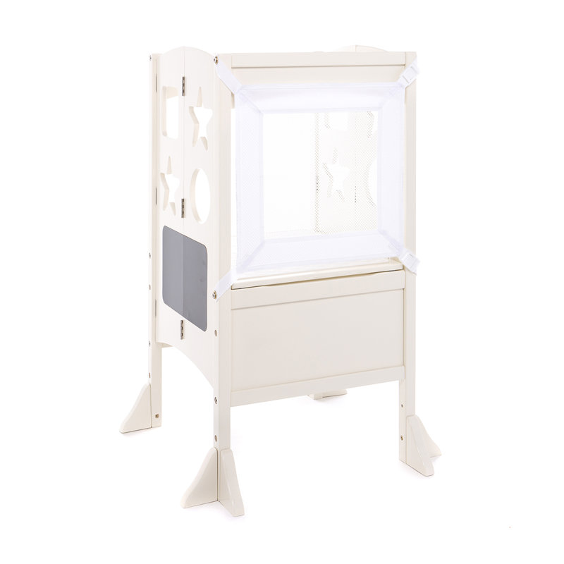 Ivory Foldable Wooden Toddler Kitchen Helper Tower