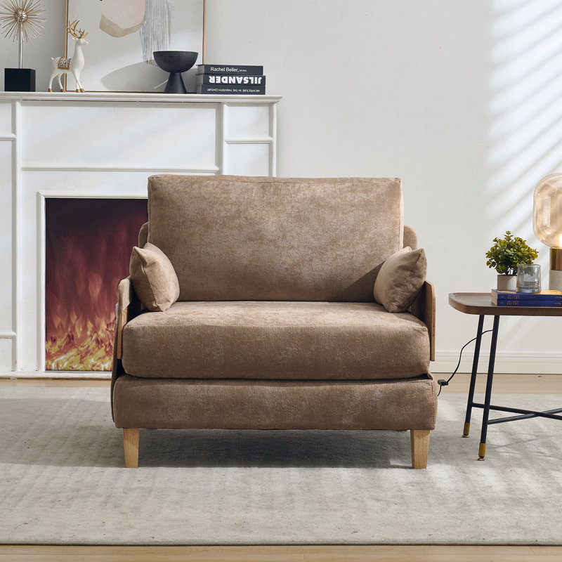 Canapé-lit pliable inclinable, canapé-lit convertible 3-en-1, décor moderne Mid-Century, Brun