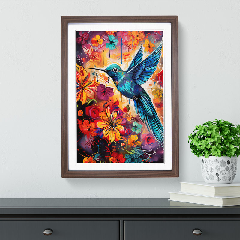 Hummingbird Pop - Framed Print, Walnut Framed, 64cm H x 46cm W x 2cm D