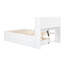 Lit plateforme double avec lit gigogne, tiroirs et prises USB, blanc