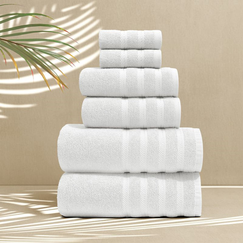  Ensemble de serviettes de bain 100% coton peigné 6 pièces - Serviettes de bain ultra douces et très absorbantes, Blanc