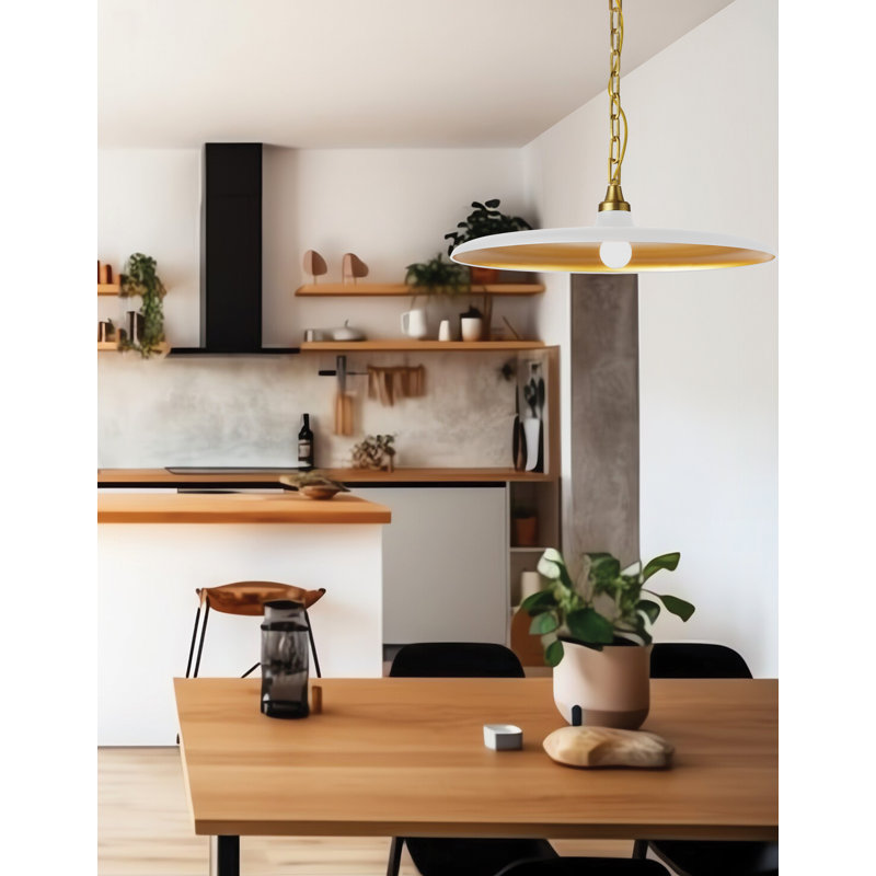 Dillsboro 1 - Light Pendant, 7.5" H x 24" W x 24" D, Matte White, Aged Brass