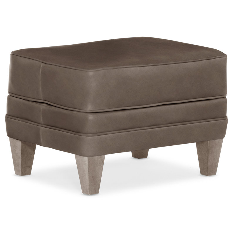 Willow Ottoman, Stone, Aline Fumo Genuine Leather