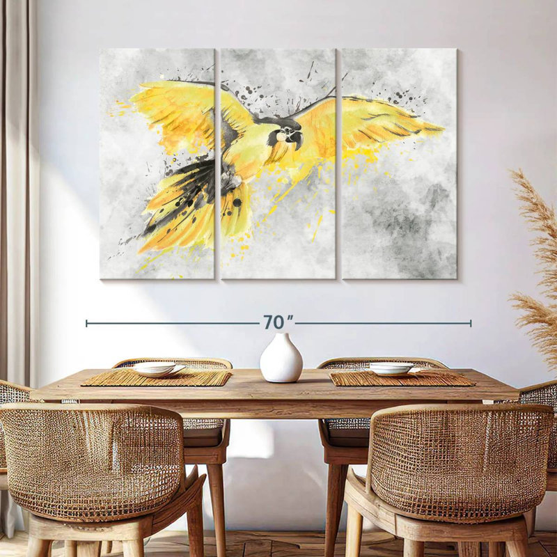Brampt Yellow Macaw, 42" H x 65" W