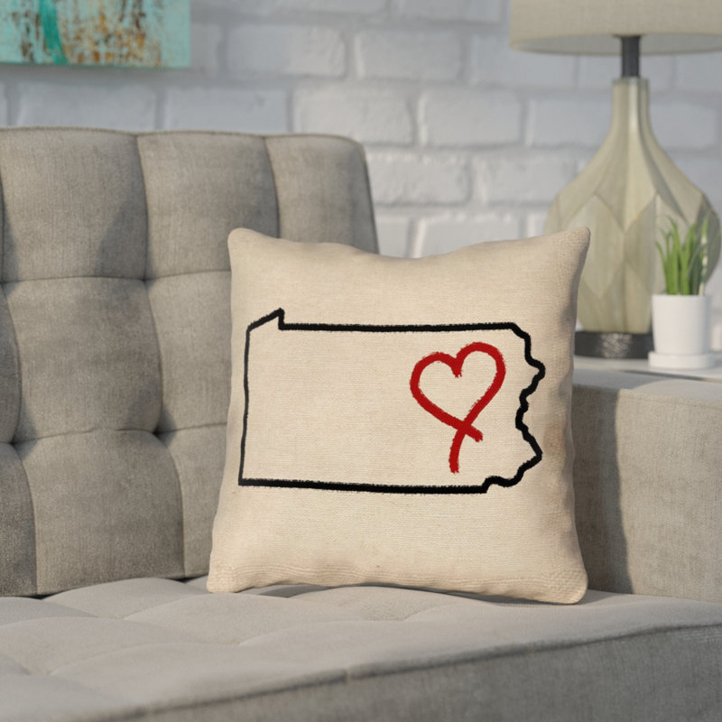 Coussin Katelyn Smith Pennsylvania Love Outline, 14 po x 14 po, Sergé de coton, Housse