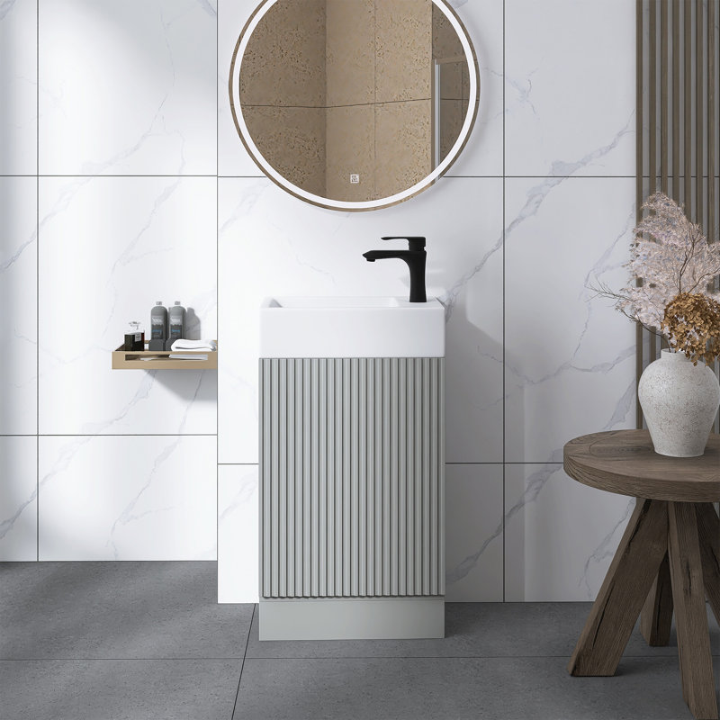 Meuble-lavabo sur pied 19 po avec lavabo, Gris