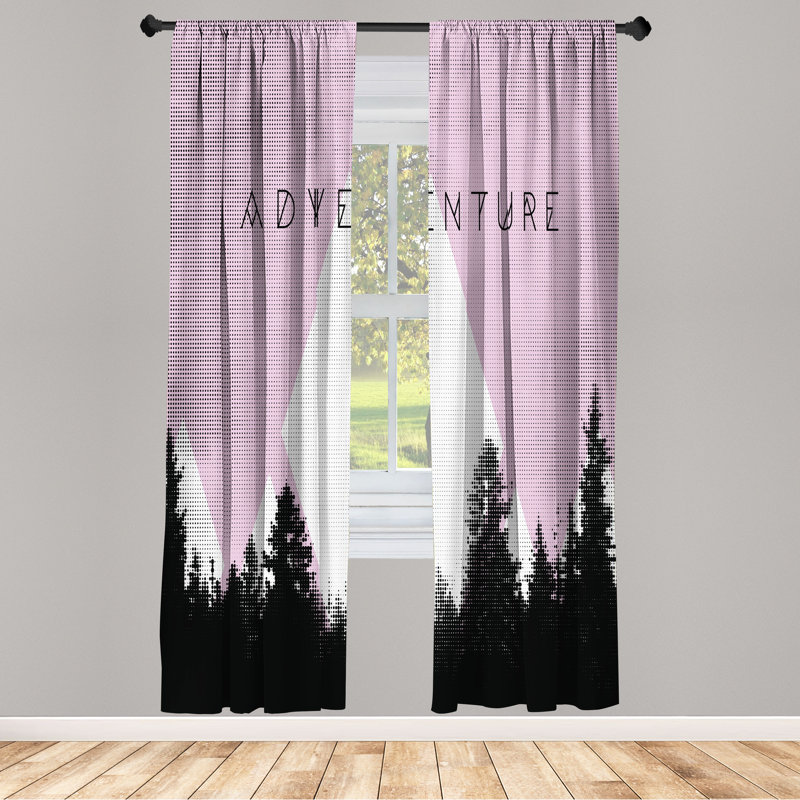 Paire de rideaux 28 po Ebern Designs Ebern Designs, Forest Hipster Mountains, L 28 po x L 63 po