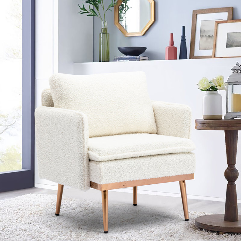 Fauteuil encastré, Teddy blanc 100% polyester