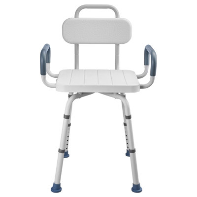 Swivel Shower Chair with Arms and Back, 400 lbs Heavy Duty Bench Seat for Inside Shower Stall and Bathtub, Height Adjustable Bathroom Bath Tub Seat for Adults, Seniors, Elderly and Disabled