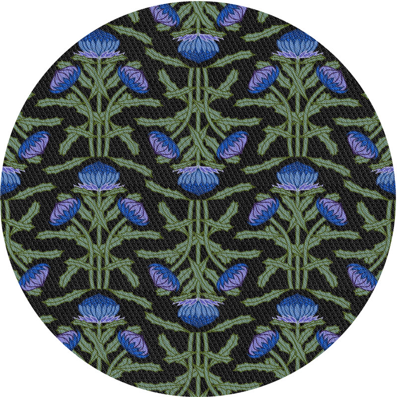 Tapis bleu foncé tissé à la machine, Rond 3 pi