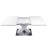Modern Square Dining Table, Stretchable, White Table Top+MDF X-Shape Table Leg With Metal Base-407007950