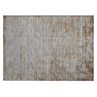 Machine Washable Indoor/Outdoor Xhevrie Taupe Rug