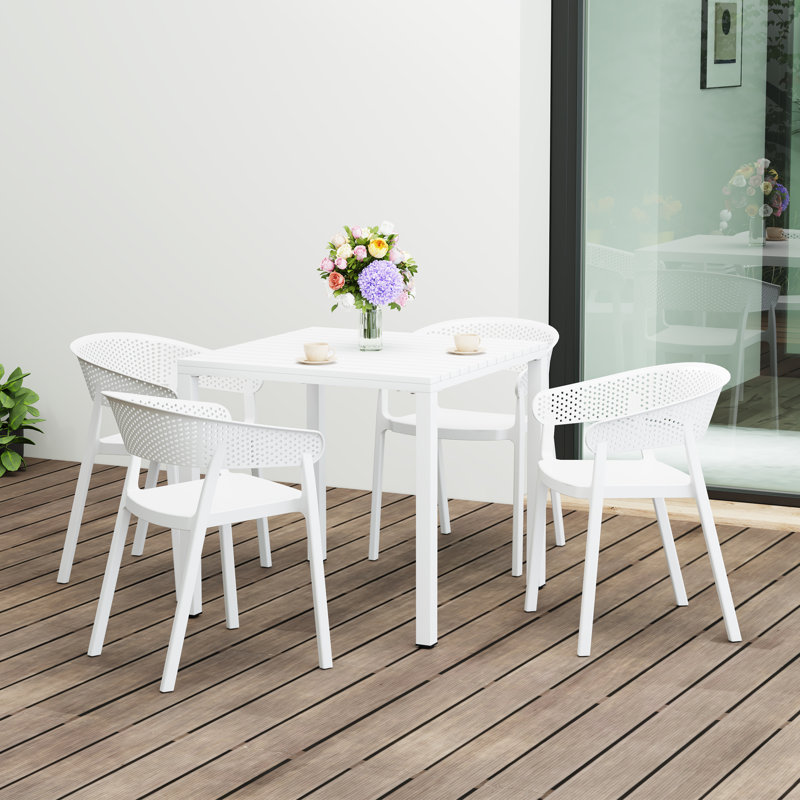 Ensemble repas carré pour 4 personnes, White