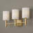 24.25" W x 11.25" H 3-Light Vanity in Aged Brass with Octagonal White Fabric Shades