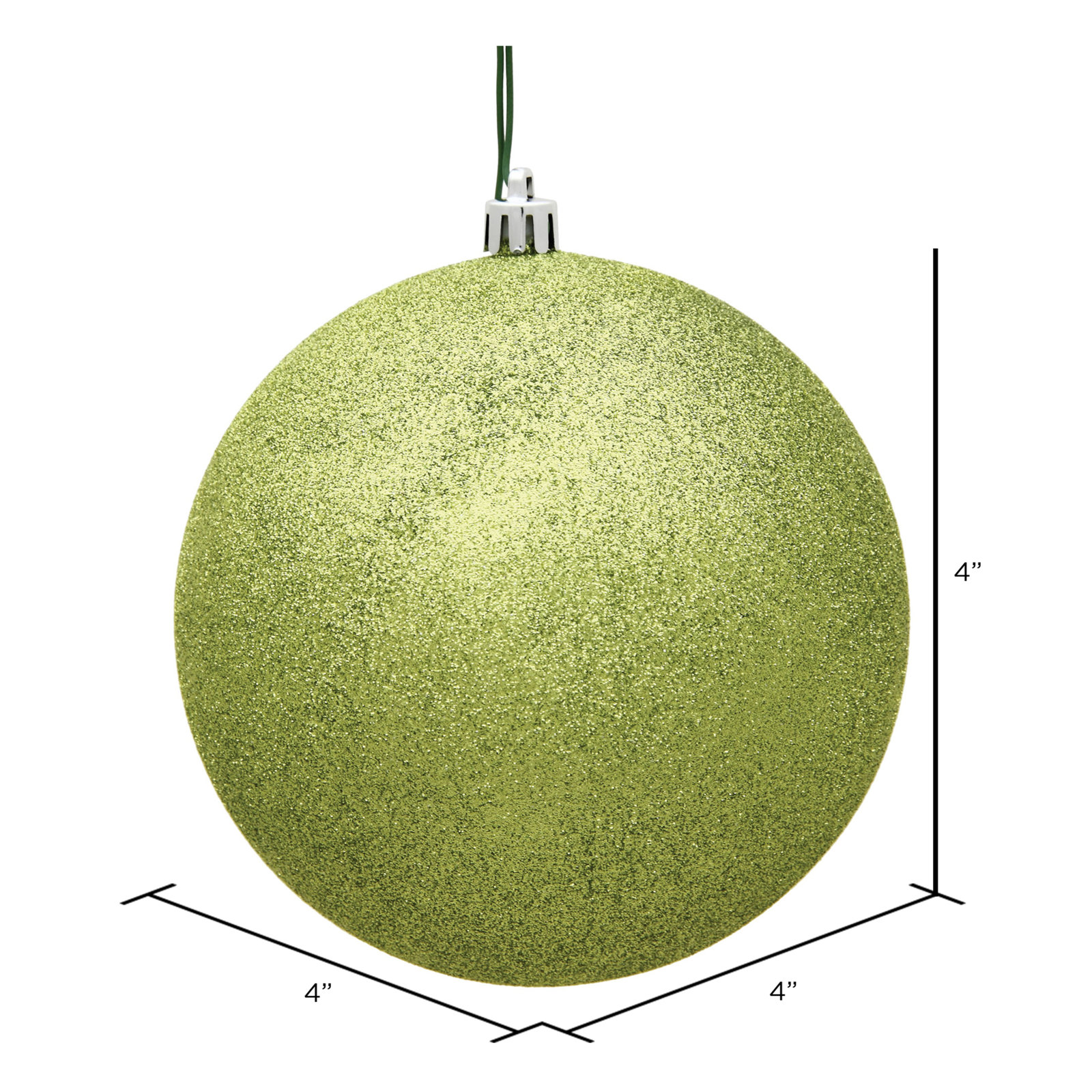 Holiday Décor Ball Ornament, 4" H x 4" W x 4" D, Lime