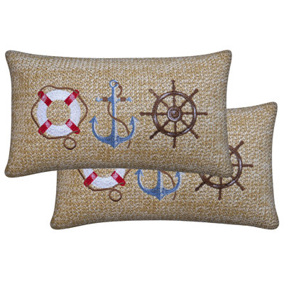 Polyester/Polyester Blend Lumbar Rectangular Indoor/Outdoor Pillow Cover & Insert