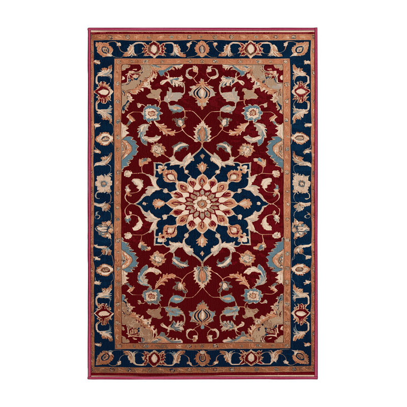 Machine Washable Tabriz Red Area Rug, Rectangulaire 8 pi x 12 pi