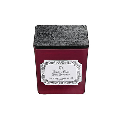 Bougie carrée de Noël 7 oz avec canneberge et cassis