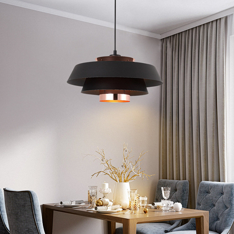 Luminaire suspendu simple pour chambre à coucher, salon, bar et bureau, Noir, Noir