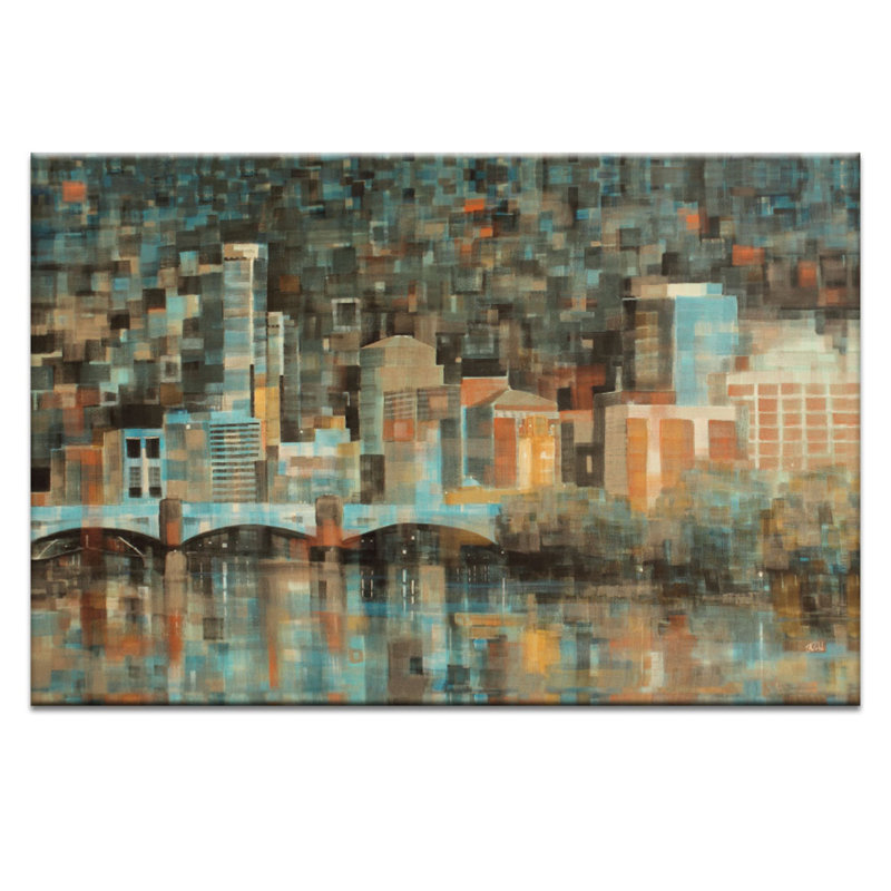 Yarra View by Jennifer Webb - Wrapped Canvas Print, 51 cm H x 76 cm W, Grey/Blue