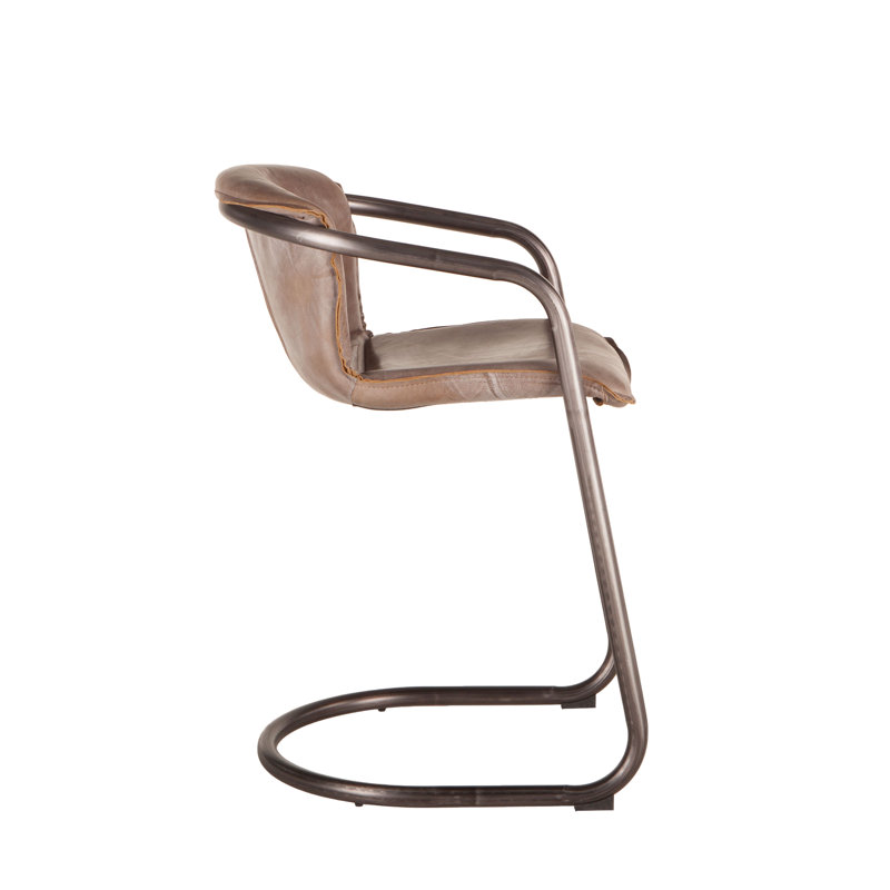 Chiavari Upholstered Stool with Metal Frame, Jet Brown Leather/ Vintage Bronze Frame, Counter Stool (26" Seat Height)