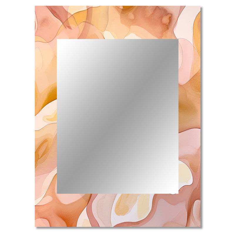 Nutshell Abstractions Abstract Watercolor II - Abstract Shapes Wall Mirror, Modern Decorative Mirror, Printed Metal Art
