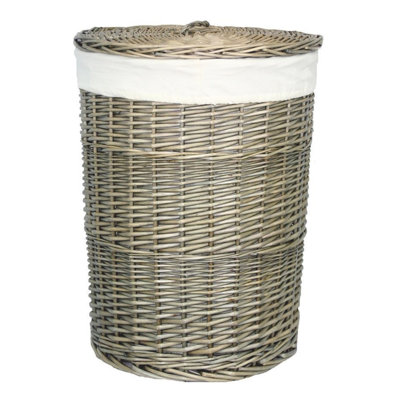 Wicker Round Laundry Hamper Basket with Lining
