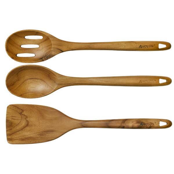 Nonstick Wooden Spoons for Cooking - 5 Premium Hard Wood Cooking Utensils - Healthy and Natural Wooden Spatula Set - Strong and Solid Long Handled