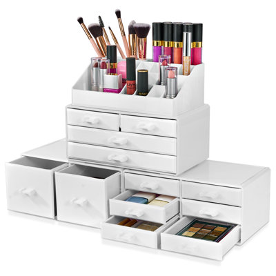  Makeup Organizer with Lipstick, Brush Holders, Large 12 Drawers
