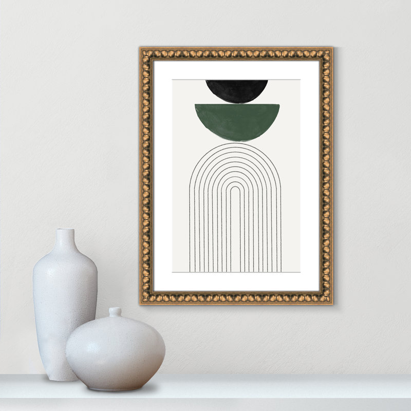 Reproduction de géométrie arquée par Miuus Studio, 18'' W x 24'' H, Matted Print, Gold Leaf Beads
