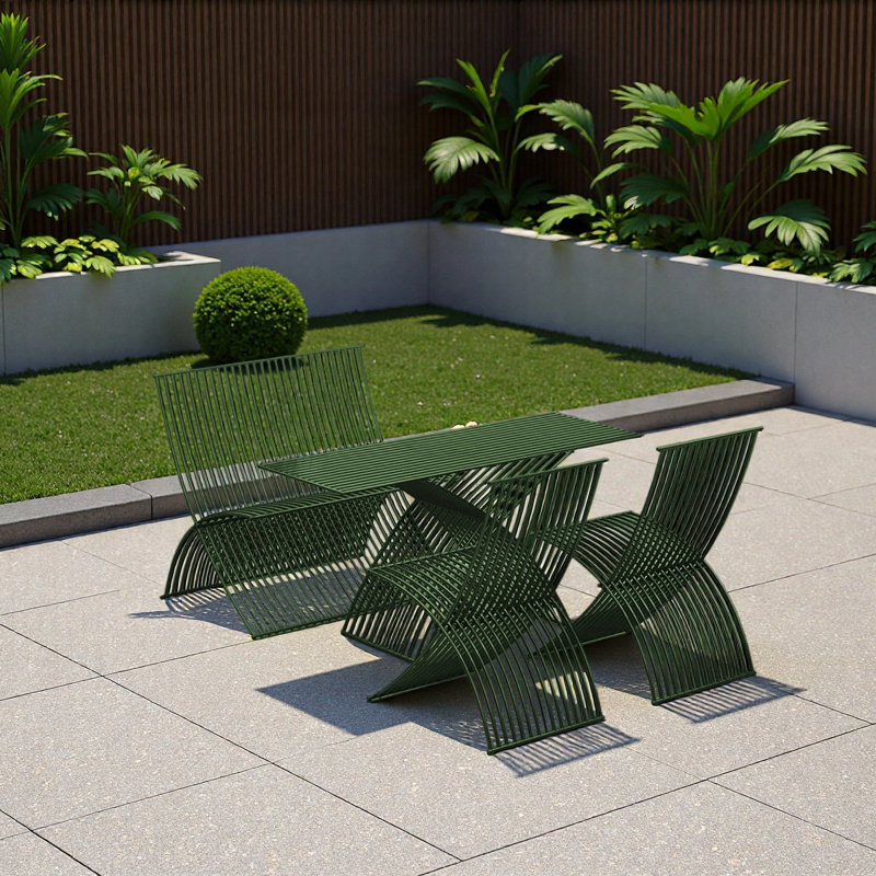 Ensemble de terrasse d'extérieur nordique moderne, Vert, H 27,56 po x L 47,24 po x l 19,89 po