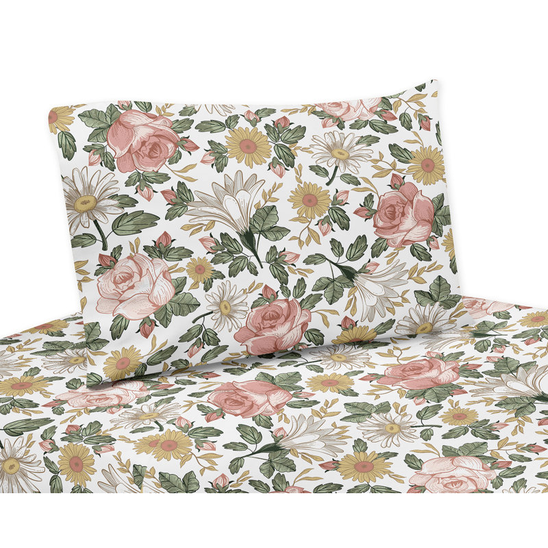 Ensemble de draps Vintage, Ensemble de draps pour lit simple + drap-housse + , Rose/gris