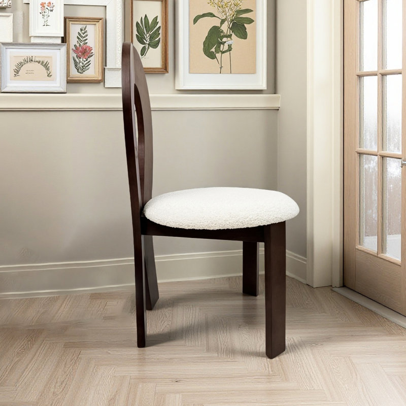 Chaises de salle à manger pour la cuisine et la chambre, design clé, noyer massif, ultra velours, ruban à fonctions croisées, 2 pièces, noyer foncé avec grain, confort blanc