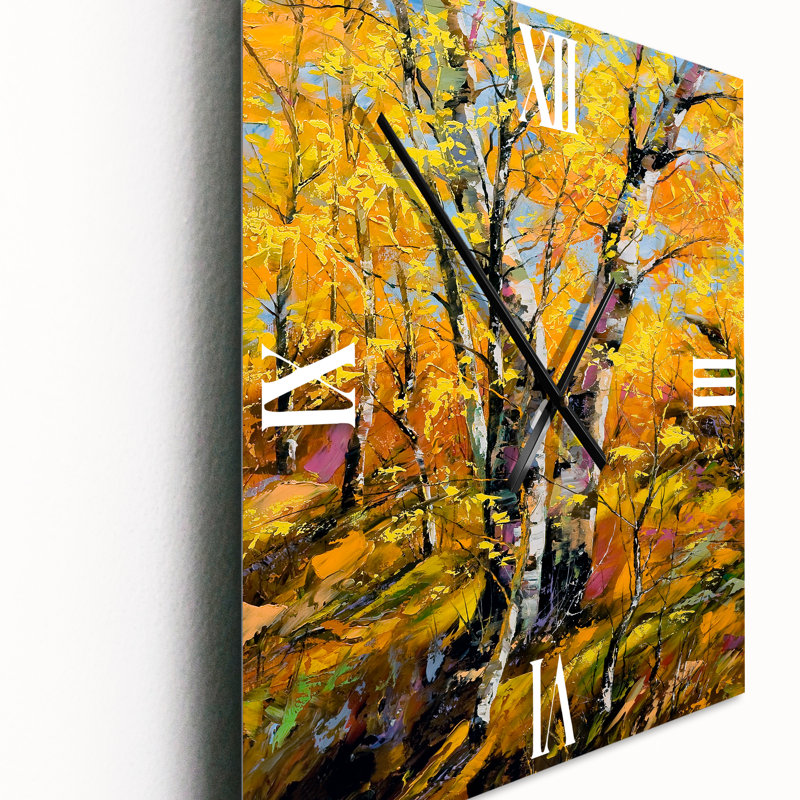 Birches in Autumn Wood - Horloge murale, Moyen