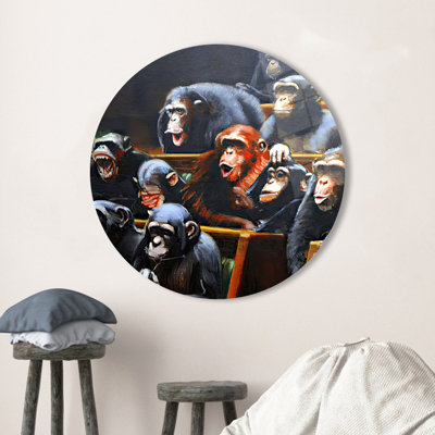 Stunning Handcrafted Wall Glass Art Featuring Monkeys In Parliament Inspired By Renowned Street Artist Banksy A Unique Decor Accent For Contemporary Spaces