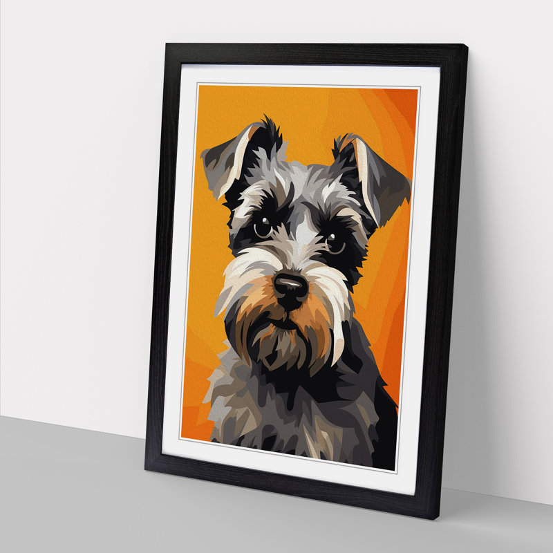 Schnauzer Minimalism Art - Framed Print, 34cm H x 25cm W x 2cm D, Black Framed