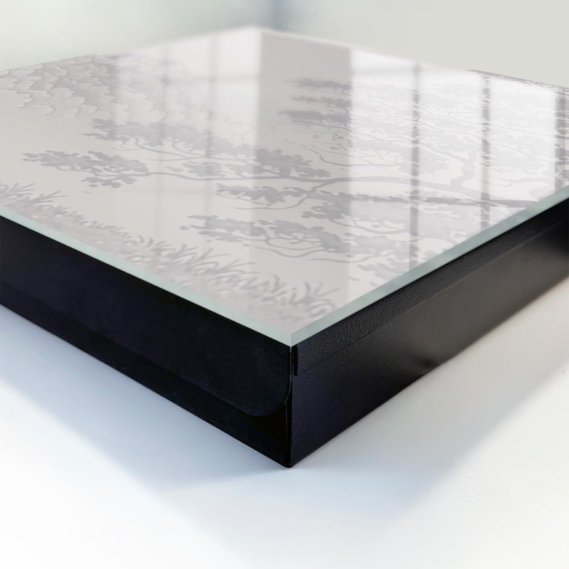 Key storage cabinet, Opens to the right, 30x30x5, Black, A castle and a tree in a delicate landscape, 