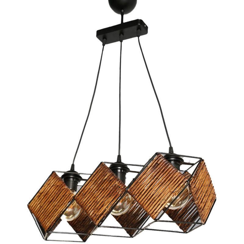 Luminaire suspendu géométrique à 3 lumières pour îlot de cuisine Kinka