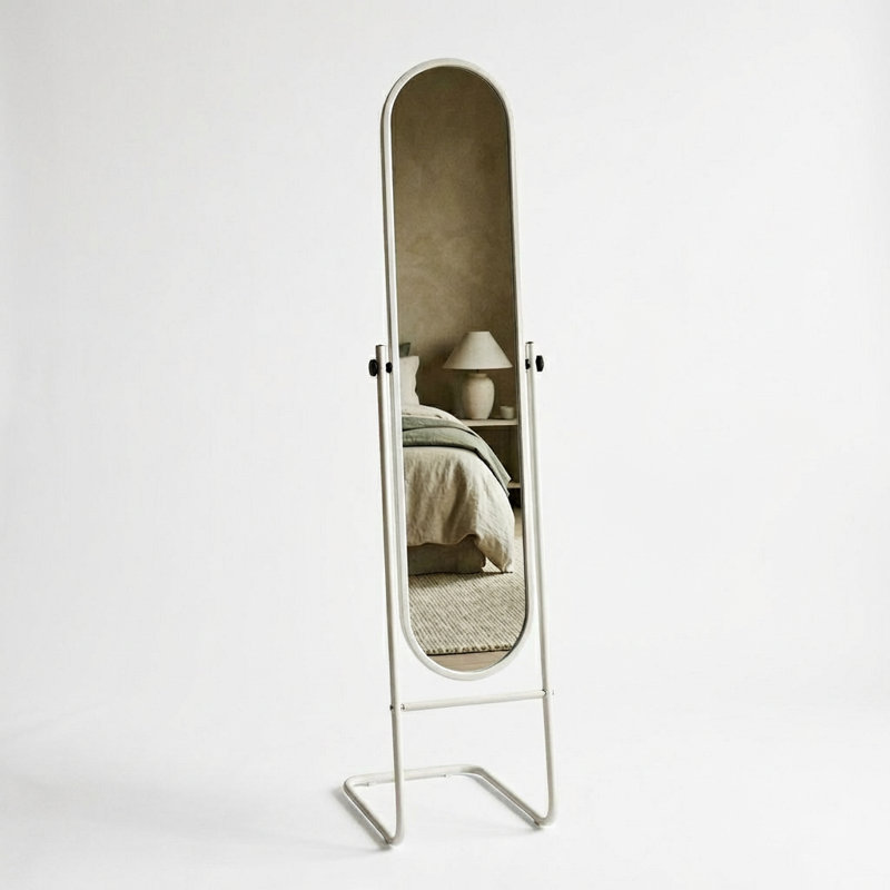 Harbour Housewares Round Full-Length Mirror, Light Grey