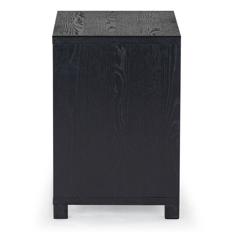 Tobiette 2 Drawer Wood Nightstand, Black