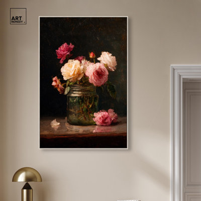 Décoration murale d'Halloween Moody Roses par Art Remedy, cadre argenté, 30 x 45