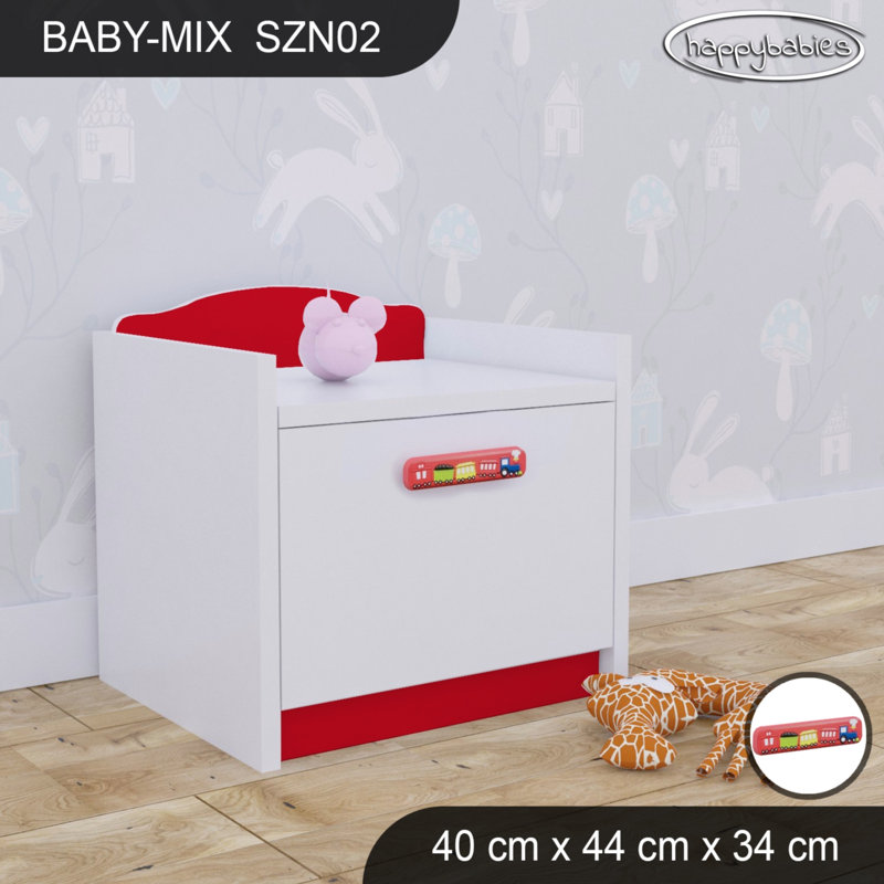 Baby Mix 1 Drawer Nightstand, Red/White