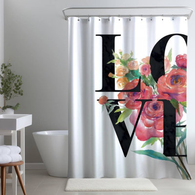 Floral – Polyester Shower Curtain, Dye Sublimation Print, 71" W × 74" L