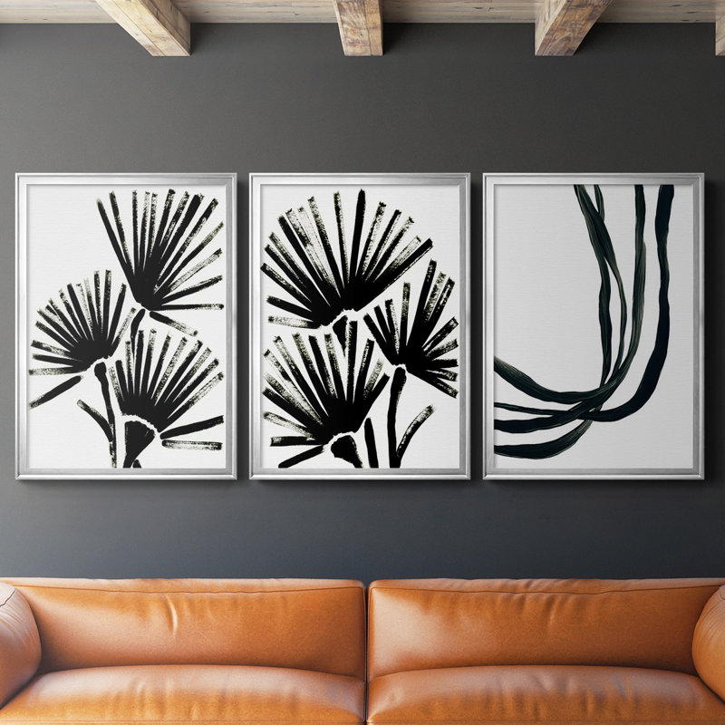 «Fan Brush I», toile encadrée de qualité supérieure - prête à être accrochée, Cadre argenté, H 30,5 po x l 45 po x P 2,5 po