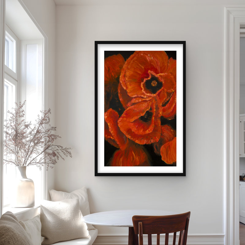 «Poppy Bouquet - Contemporary Flowers», reproduction encadrée, H 36 po x l 24 po, Black