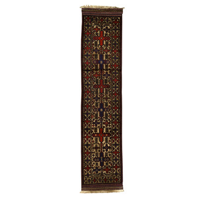 Hand-Knotted High-Quality Brown/Red/Black Runner