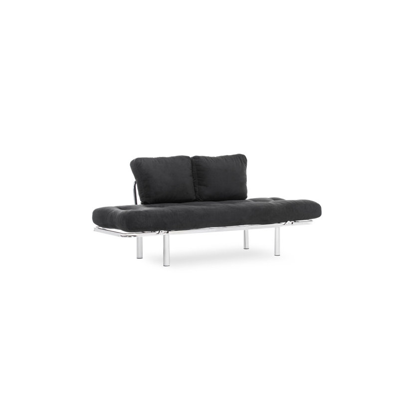 Canapé convertible à dossier large de 61 po Addora, 100 % polyester noir