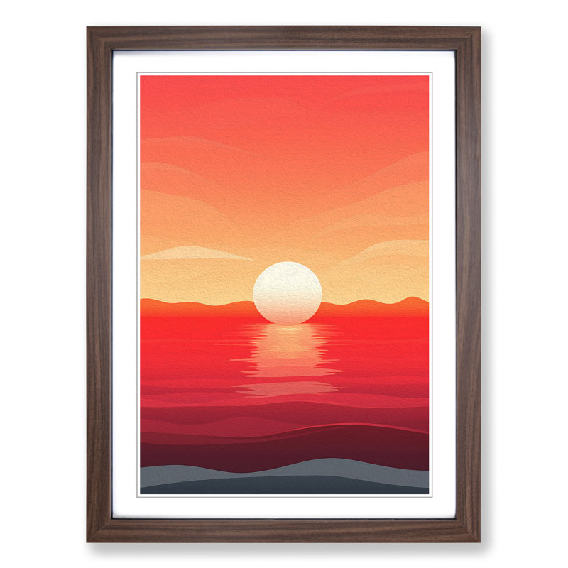 Sunrise Minimalism No.2 - Framed Print, 34" H x 25" W x 2" D, Walnut